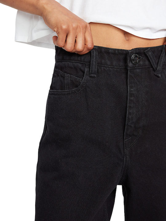 Weellow High Waist Women's Jean Trousers in Loose Fit Black