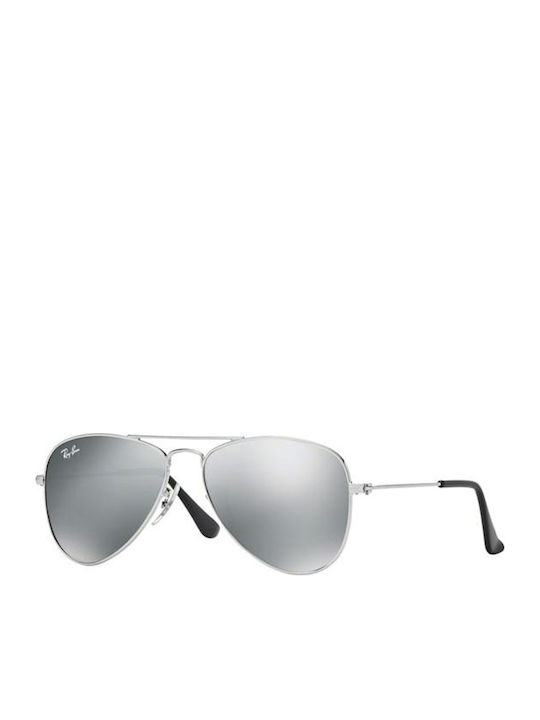 Ray Ban Неразрушими Aviator Детски Слънчеви Очила с Огледални Лещи Сребристи за 7-11 Години