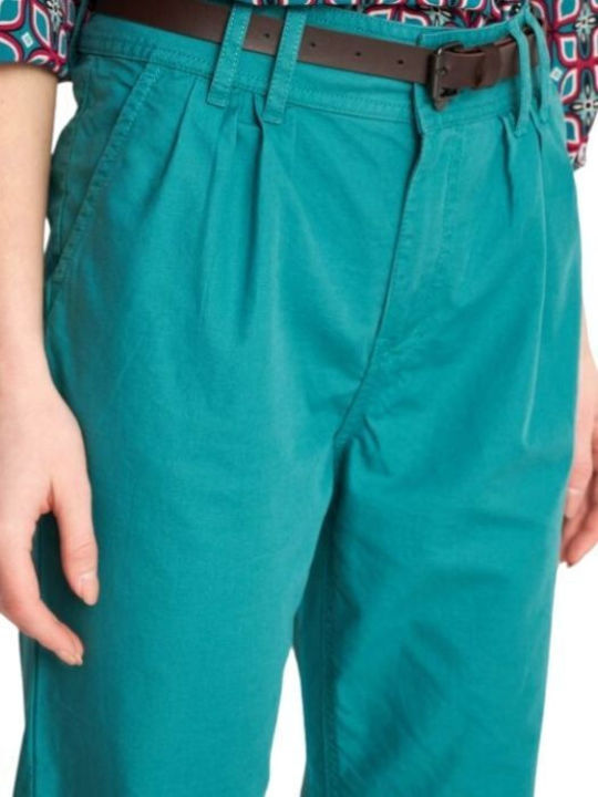 9916450C Damen Hoch tailliert Stoff Capri Hose Teal