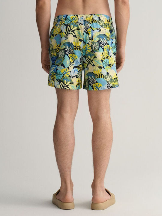 Costum De Baie Bărbați Pantaloni Scurți Albastru Marin Floral