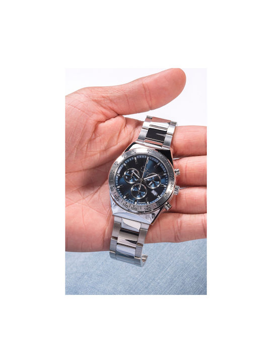 GC Watches Ανδρικό Ρολόι 41mm Χρονογράφος Μπαταρίας με Ασημί Μεταλλικό Μπρασελέ