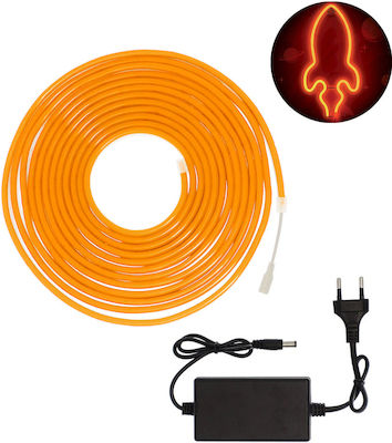Waterproof Neon Flex LED Strip Power Supply 12V with Orange Light Length 5m with Power Supply