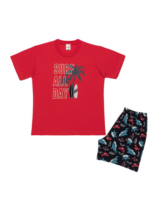 Minerva Kids' Pajamas Summer Cotton Red