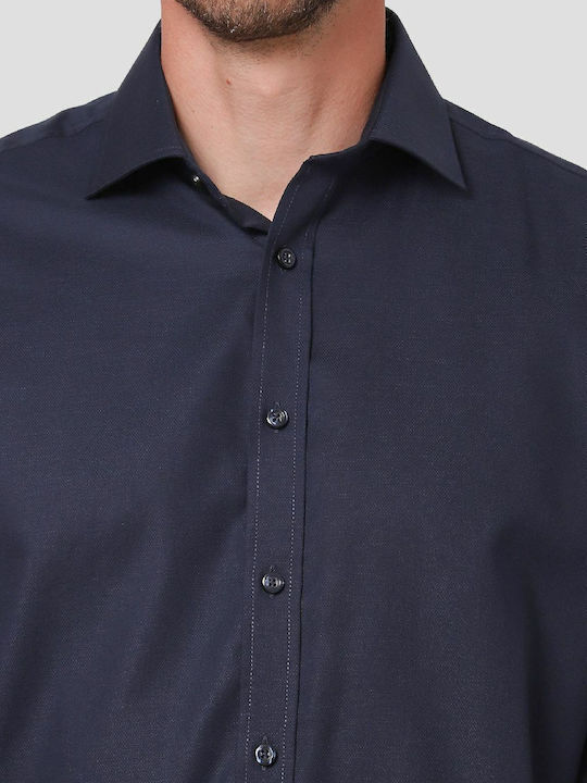Long-sleeved Cotton Shirt Navy Blue