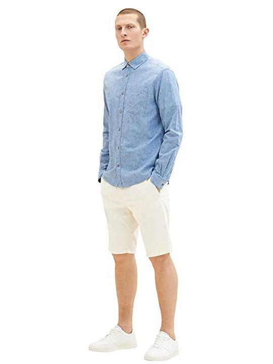 Long-sleeved Linen Shirt Light Blue