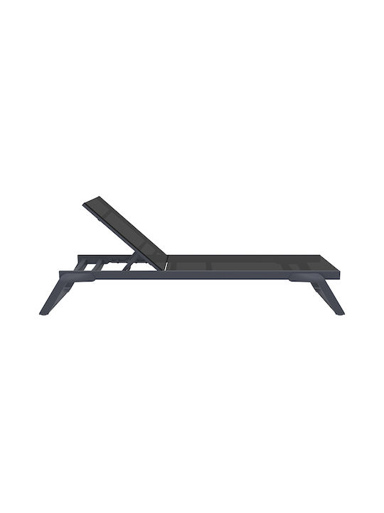 Liegestuhl Aluminium Tropic Dark Grey / Black 210x72x31cm.