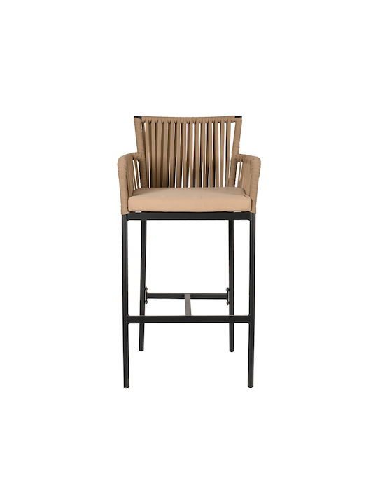 Gartenhocker Bar Außeneinsatz Rattan Kintampo Beige/Schwarz 55x58x108cm