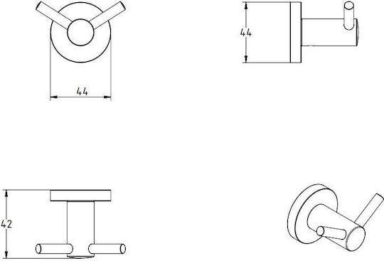 Verdi Sigma Double Wall-Mounted Bathroom Hook Verdi Sigma Double Wall-Mounted Bathroom Hook