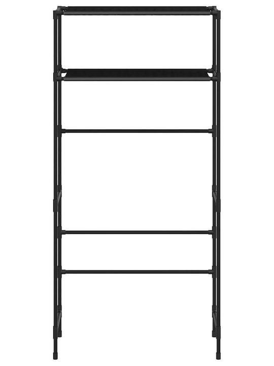 vidaXL Floor Bathroom Shelf Metallic 69x28x143cm Black