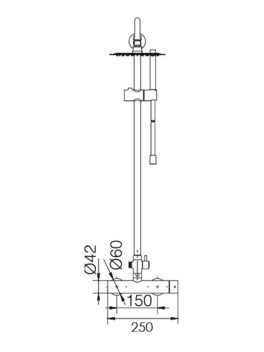 Excel Minimal 170125104 Coloană De Duș Cu Mixer De Cadă Argintie