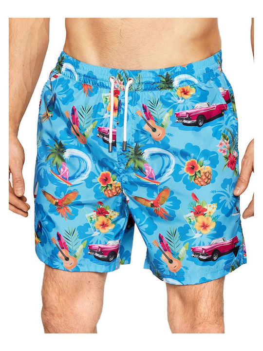 Hawaii Men's Swimwear Shorts Light Blue Floral