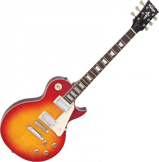 Vintage V100 ReIssued Electric Guitar Single cut with HH Pickup Configuration Cherry Sunburst