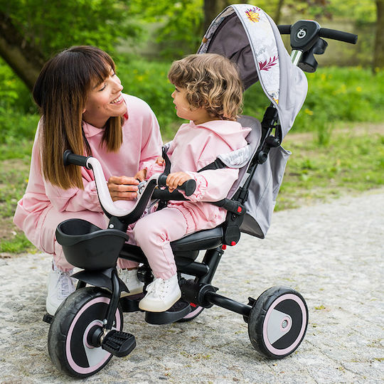 Momi Kids Tricycle Bicycle Invidia Convertible with Storage Space, Tent & Parental Handle for 9+ Months Gray