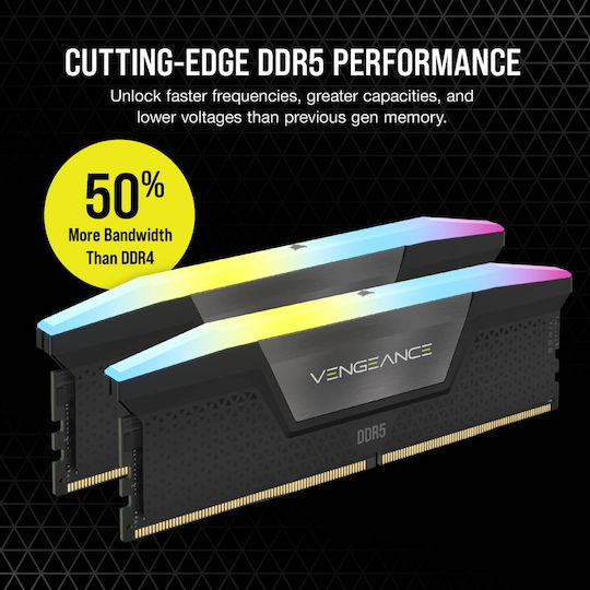 Corsair Vengeance RGB 64GB DDR5 RAM cu 4 module (4x16GB) și Viteză