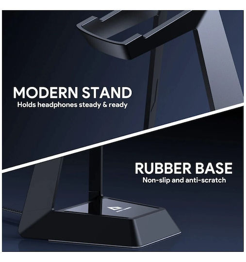 Aukey GH-S8 Desktop Headphone Stand with LED Lighting and USB Port Black