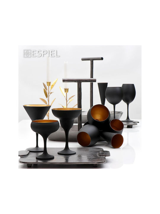 Espiel Set Gläser Cocktail/Trinken aus Glas in Schwarz Farbe Mit Stiel 305ml 2Stück