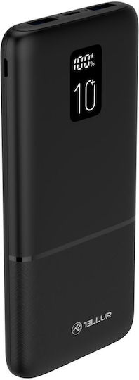 Tellur PD102 Външна Батерия 10000mAh 22.5W с 2 USB-A Изходни Порта и USB-C Изходен Порт Бързо Зареждане Черен