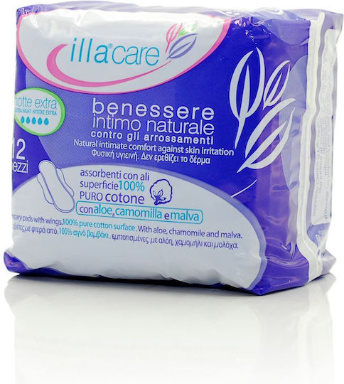 Illa Extra Night Sanitary Pads with Wings for Heavy Flow 5 Drops 12pcs