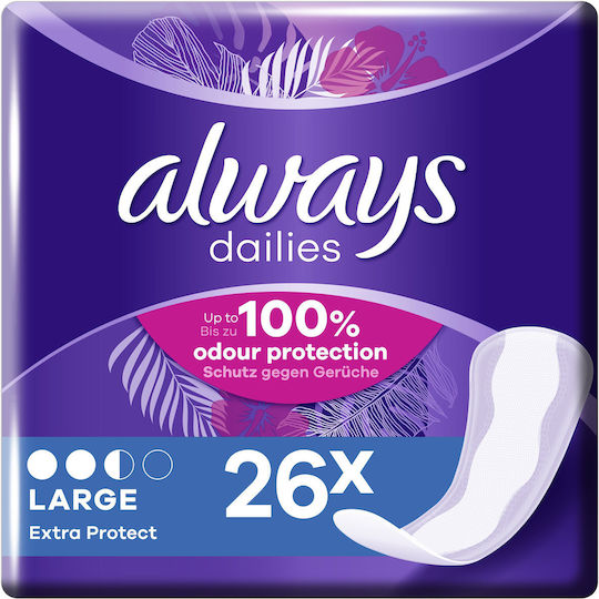 Always Dailies Extra Protect Large Panty Liners for Heavy Flow 2.5 Drops 26pcs