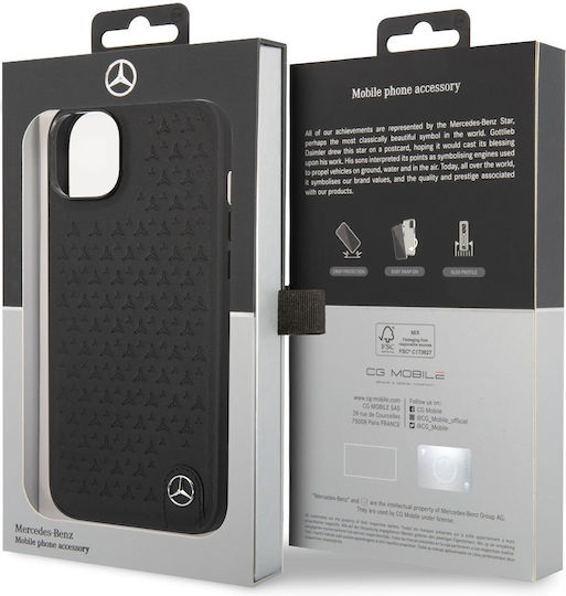Mercedes-Benz Genuine Leather Star Back Cover Synthetic Leather Black (iPhone 14 Plus)