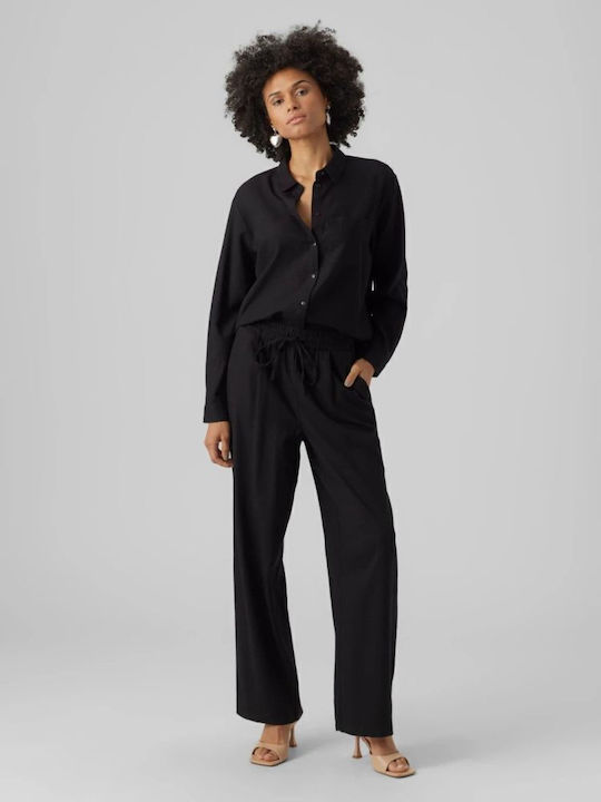 Jesmilo Women's Fabric Trousers with Elastic Regular Fit Black