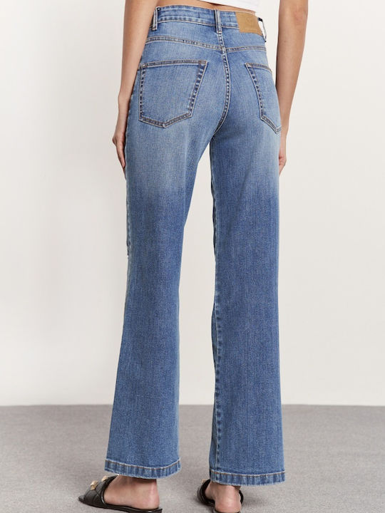 Edward Jeans Diona WP-D-JNS-S23-006 Damenjeanshose in Gerader Linie WP-D-JNS-S23-006-MEDIUM BLUE DENIM