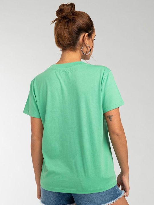 Billabong Γυναικείο T-shirt Πράσινο με Στάμπα
