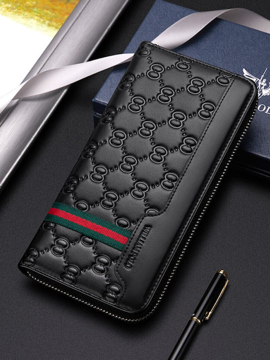 Кожен Мъжки Портфейл За Карти С RFID И Слайд Механизъм Черен