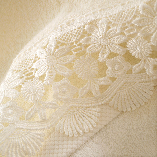 Rythmos Olivine Bridal Towel Set 3pcs with Lace Ecru