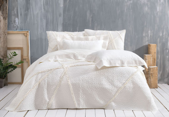 Rythmos Deste Set Brautschutzdecke Übergröße mit 2 Kissenbezügen Weiß 235x250cm