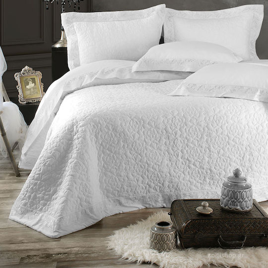 Rythmos Erato Bridal Blanket Set Queen with 2 Pillowcases White 220x240 cm