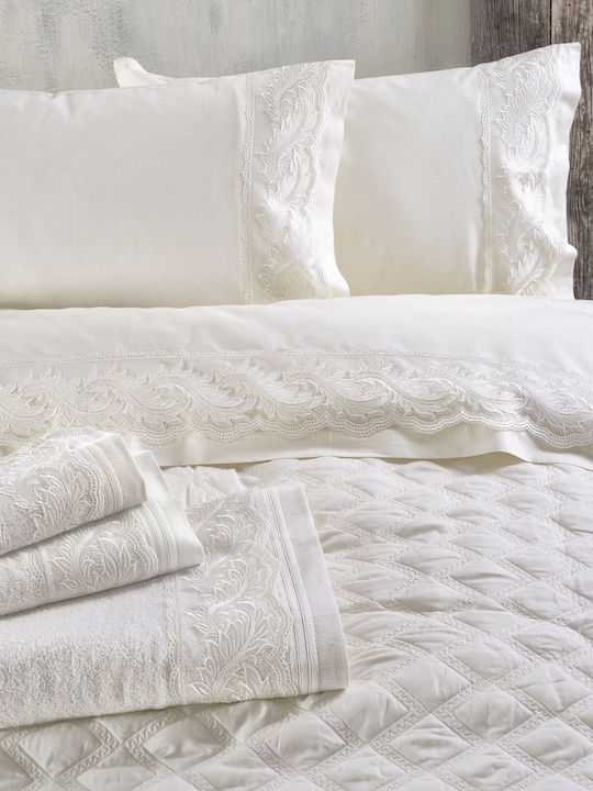 Rythmos Regata Bridal Towel Set 3pcs with Lace Ecru