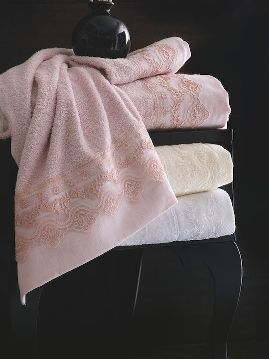 Rythmos Nena Bridal Towel Set 3pcs with Lace White