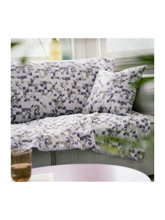 Gofis Home Leaf Puzzle 264 Three-Seater Sofa Throw Knitted 180x310cm Lilac