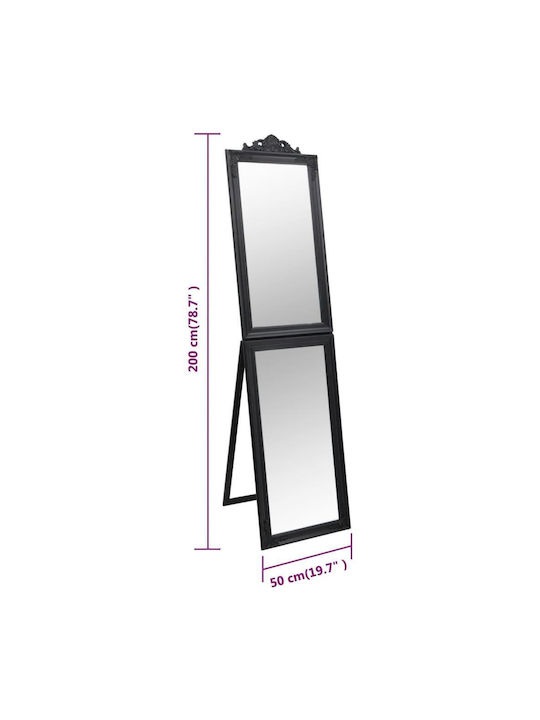 vidaXL Καθρέπτης με Μαύρο Ξύλινο Πλαίσιο 200x50cm