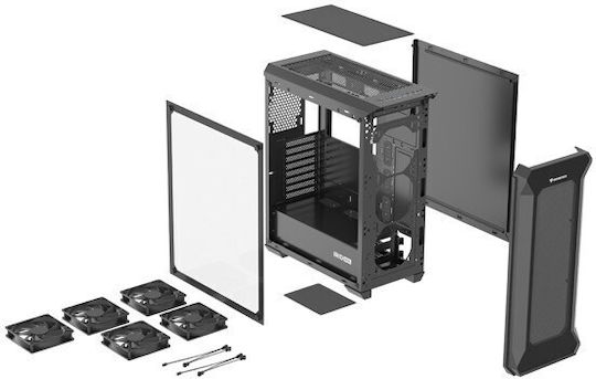 Genesis Irid 505F Gaming Midi-Turm Computergehäuse mit Seitenfenster Schwarz