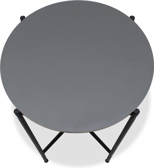 Round Side Table Nalda Wooden Anthracite 43x43x56.5 cm