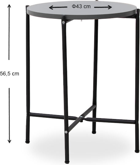 Round Side Table Nalda Wooden Anthracite 43x43x56.5 cm