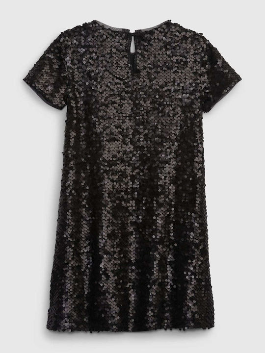 GAP Kids Dress with Sequins Short Sleeve Black