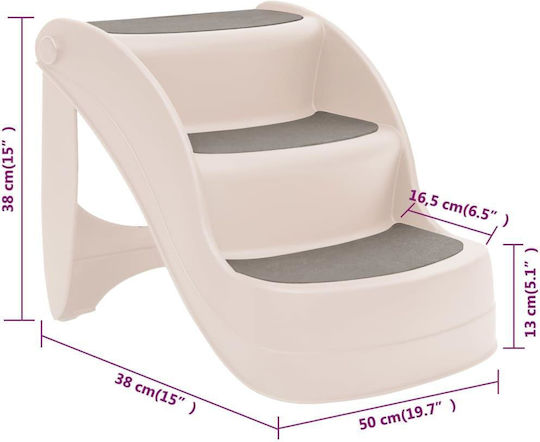 vidaXL Car Steps for Dog 50x38x38cm Cream Beige