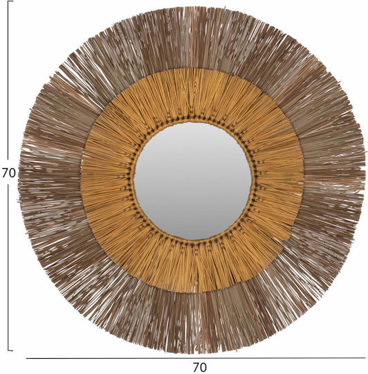 Freebox Mendong Grass Wall Mirror with Gold Frame Diameter 70cm 1pcs