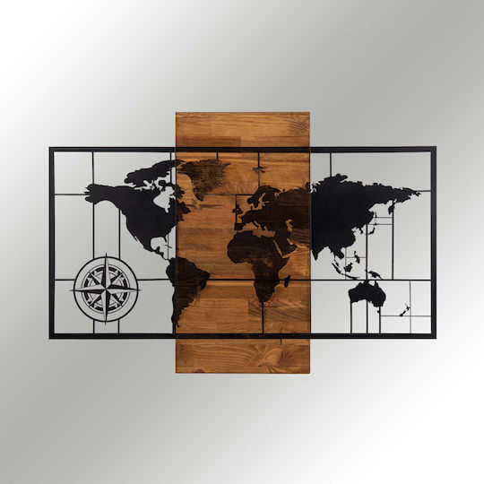 Wallity Artă Mixtă 3D Negru Din Lemn 85x58cm
