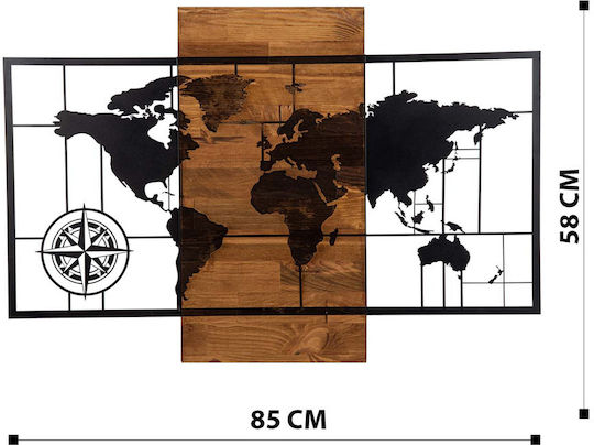 Wallity Artă Mixtă 3D Negru Din Lemn 85x58cm