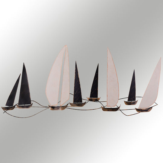 Wanddekoration Ocean Handgefertigt Schwarzes Metall 117x5x52cm