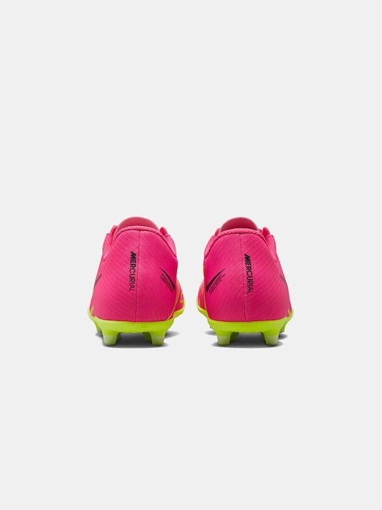 Mercurial Vapor 15 Club FG/MG Kids Soccer Cleats & Shoes with Molded Outsole Pink Blast Volt Gridiron