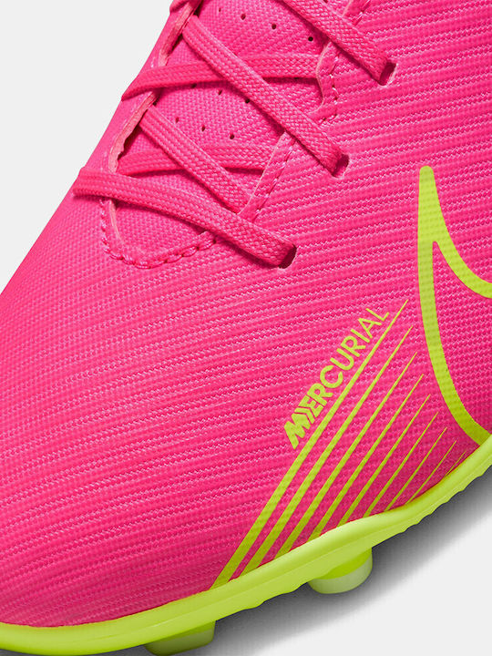 Mercurial Vapor 15 Club FG/MG Kids Soccer Cleats & Shoes with Molded Outsole Pink Blast Volt Gridiron