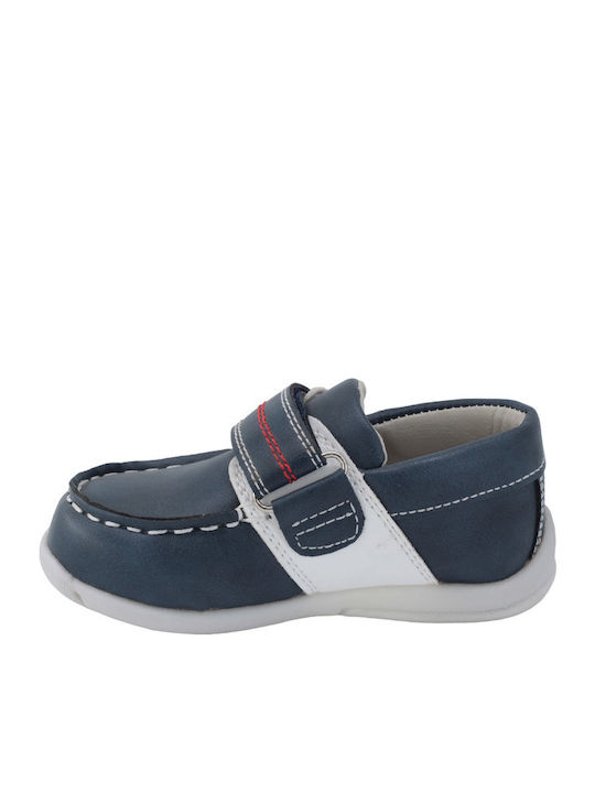 Pantofi copii din piele cu velcro Albastru marin