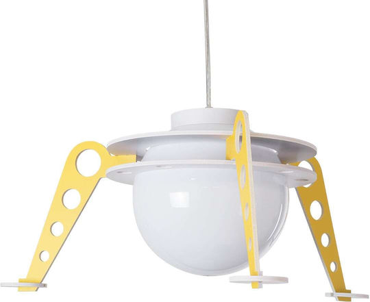 GloboStar Raumschiff-UFO Einfaches Licht Kinderdeckenleuchte Deckenleuchte mit Fassung E27 Gelb 58x24cm