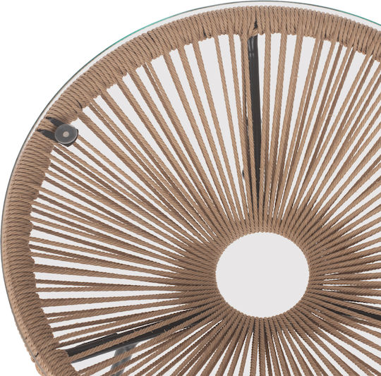 Allegra Sitting Room Outdoor Free Standing Table with Glass Surface and Metal Frame Natural 47x47x45cm