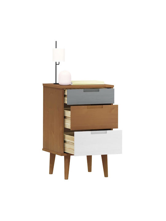 Bedside Table Molde Made of Solid Wood Beige 40x35x65cm